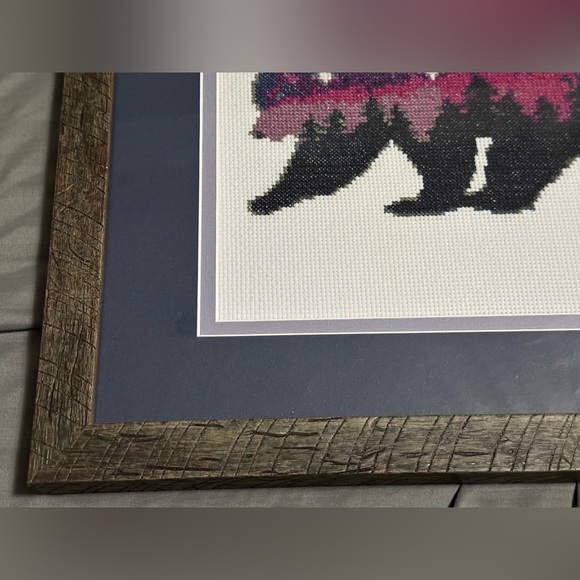 💗Homemade💗 Wall Decor: Framed Bear Cross Stitch Art - Picture 7 of 8